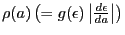 $\rho(a) \left( = g(\epsilon)\left\vert
{{\textstyle{{d\epsilon } \over {da}}}} \right\vert \right)$