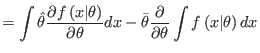 $\displaystyle =\int\hat{\theta}\frac{\partial f\left( x\vert\theta\right) }{\pa...
...\bar{\theta}\frac{\partial}{\partial\theta}\int f\left( x\vert\theta\right)
 dx$